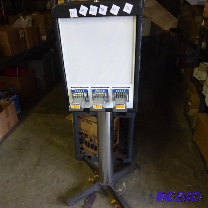 3 column sticker machine. No keys or locks....