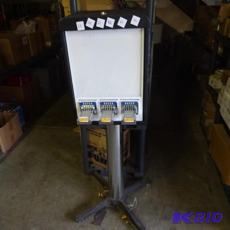 3 column sticker machine. No keys or locks...