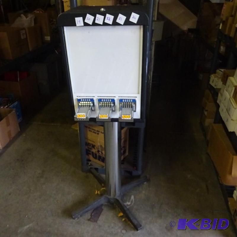 3 column sticker machine. No keys or locks...