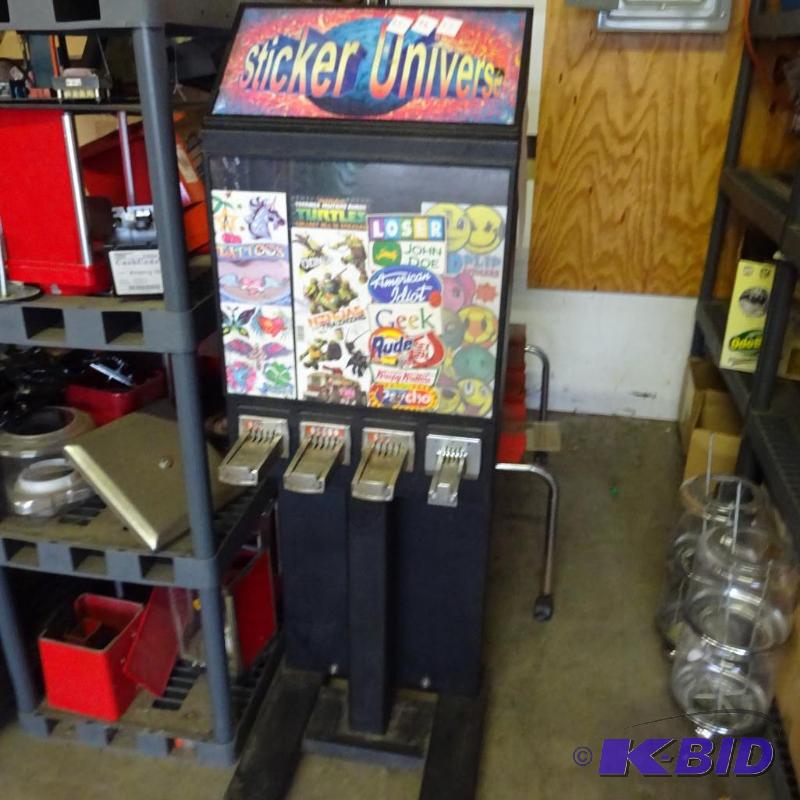 4 column sticker machine. No keys...