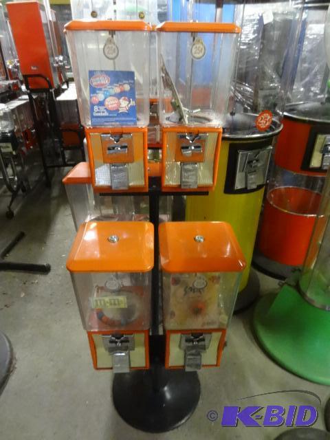 4 head bulk dispenser on stand. No lock or ke...