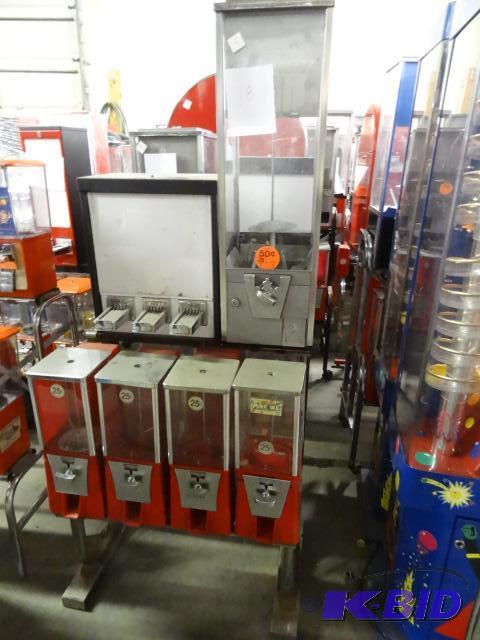 Bulk rack. 5 bulk dispensers and 3 column sti...