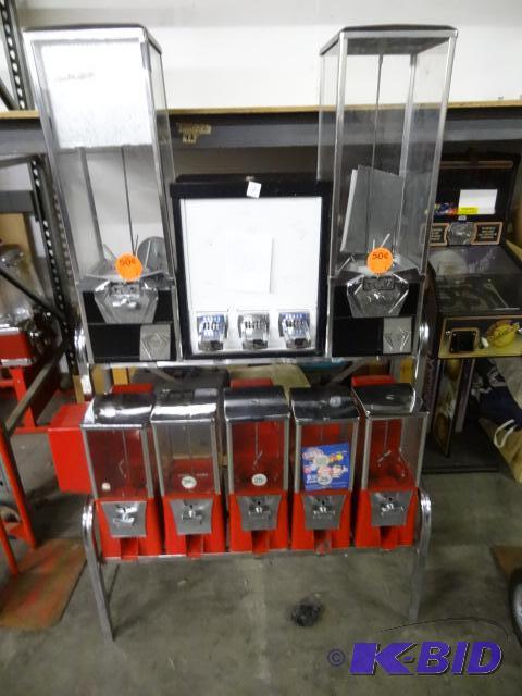 Bulk rack. 7 bulk dispensers and 3 column sti...
