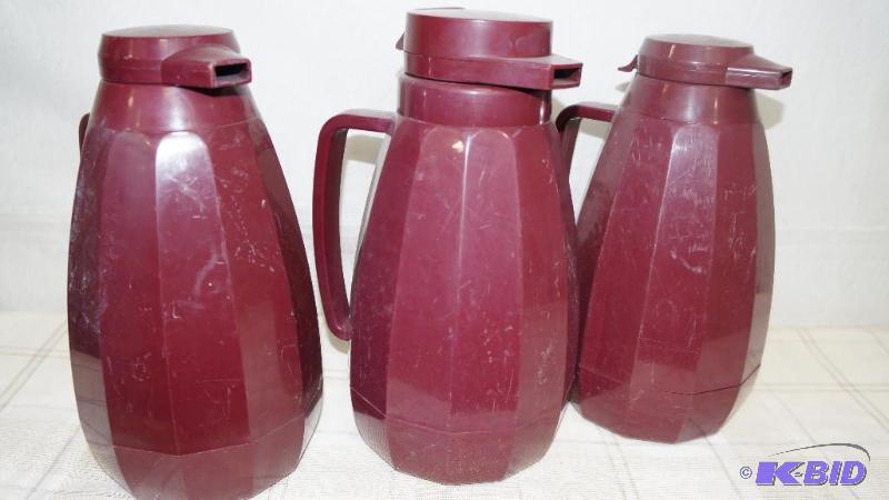 3 used red coffee servers....
