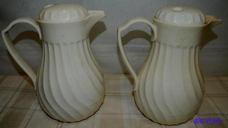 2 White Used Coffee Servers
