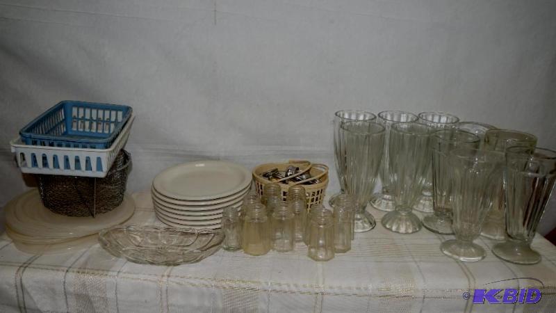 10 milk shake glass and salt and pepper shake...