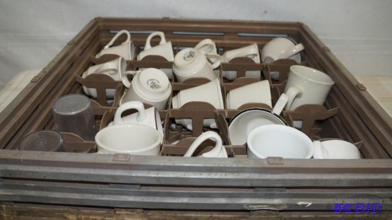 17 coffee cups with dishwashing rack and 2 wa...