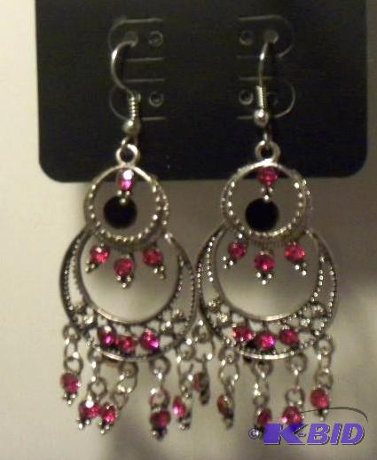 Silver and Pink  Earrings