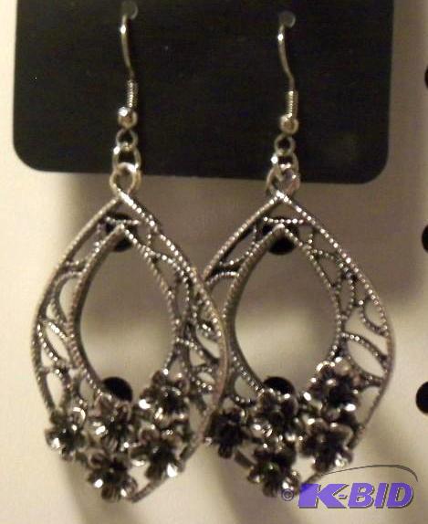 Silver and Black Earrings