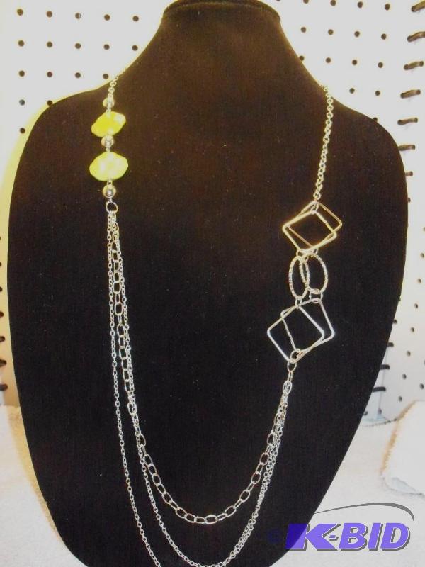 Silver and Green Necklace with Earrings