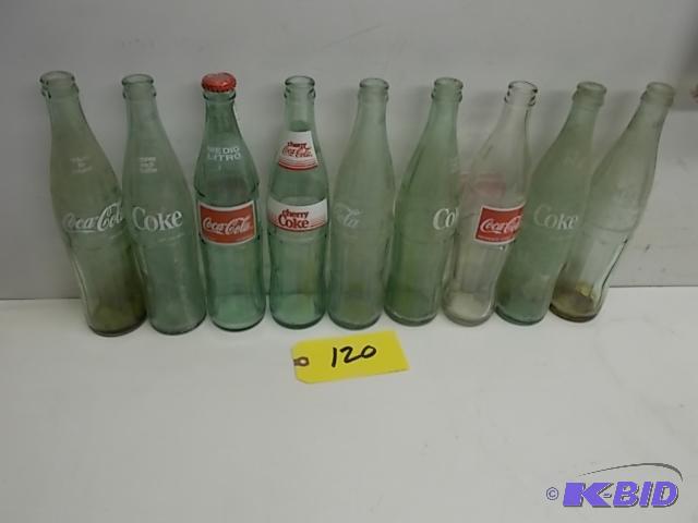 lot 120 image: (9) Assts 16 oz. Coca-Cola Bottles...