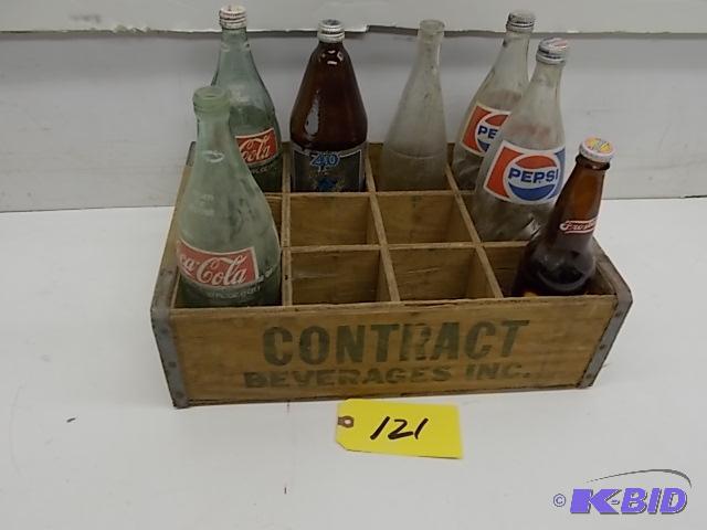 lot 121 image: (7) Asstd Bottles with Wood Contract Beverag...