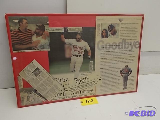 lot 128 image: Kirby Pucket Retirement Clippings...