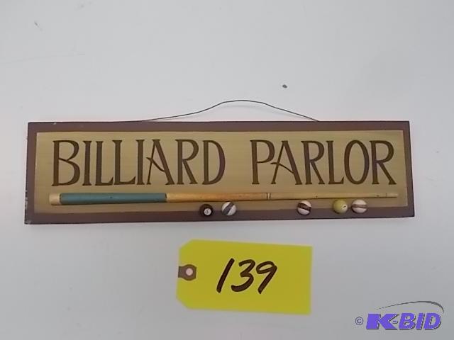 lot 139 image: Billiards Parlor Sign, 14 x 3.5...