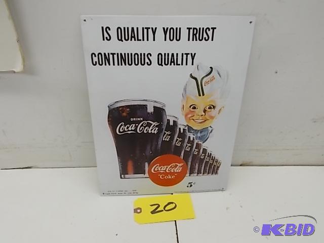 lot 20 image: Coca-Cola Tin Sign, 11 x 14...