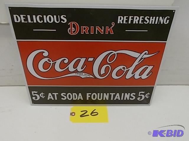 lot 26 image: Coca-Cola Tin Sign, 16 x 12.5...