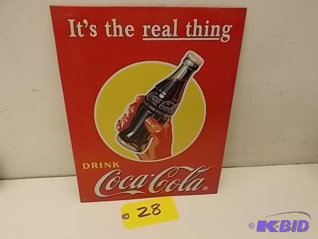 lot 28 image: Coca-Cola Tin Sign, 12.5 x 16...
