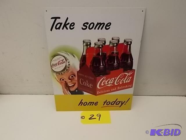 lot 29 image: Coca-Cola Tin Sign, 12.5 x 16...