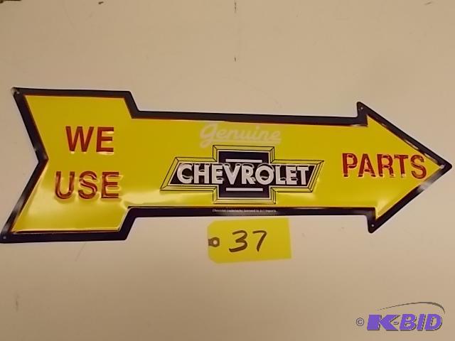 lot 37 image: Chevrolet Tin Sign, 26.5 x 9...