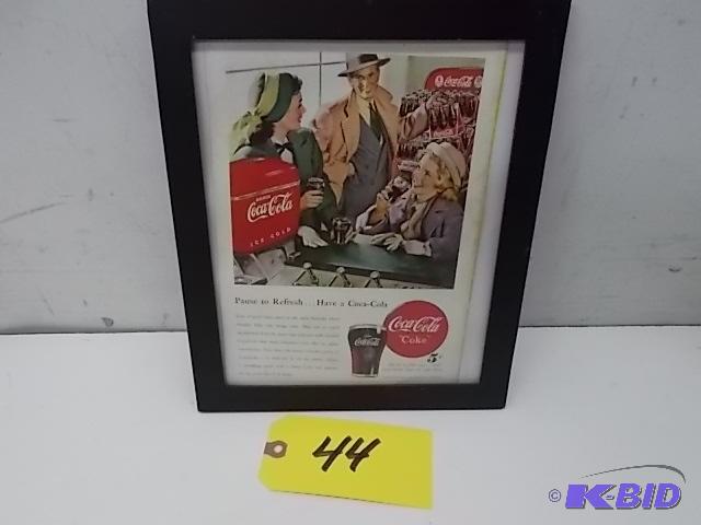 lot 44 image: Framed Vintage Coca-Cola Magazine Ad, Approx....