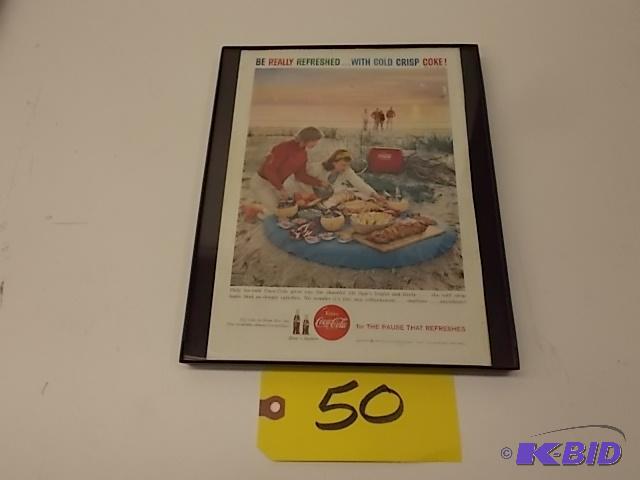 lot 50 image: Framed Vintage Coca-Cola Magazine Ad, Approx....