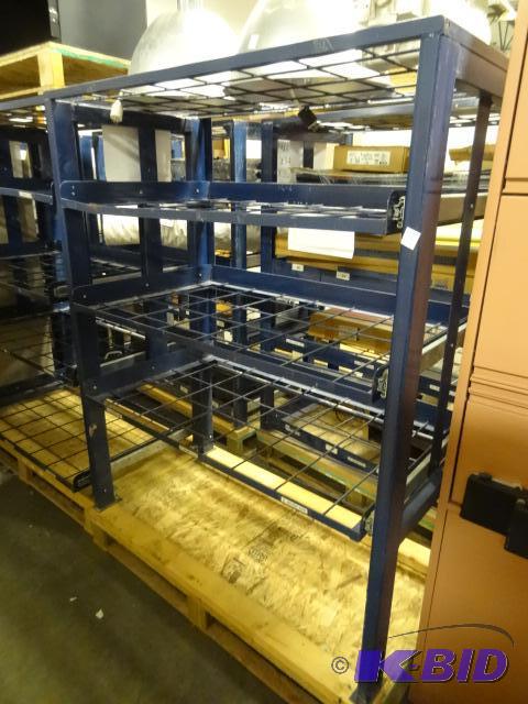Metal rack with slide out racks. Contents not...