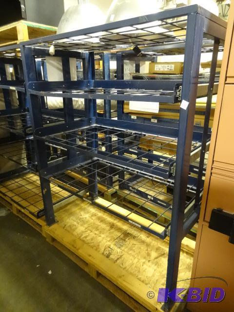 Metal rack with slide out racks. Contents not...
