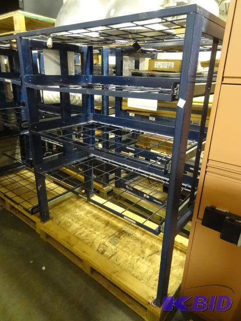 Metal rack with slide out racks. Contents not...