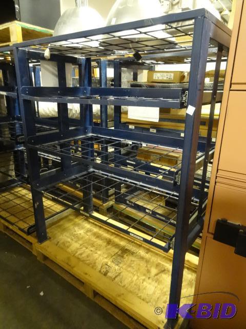 Metal rack with slide out racks. Contents not...