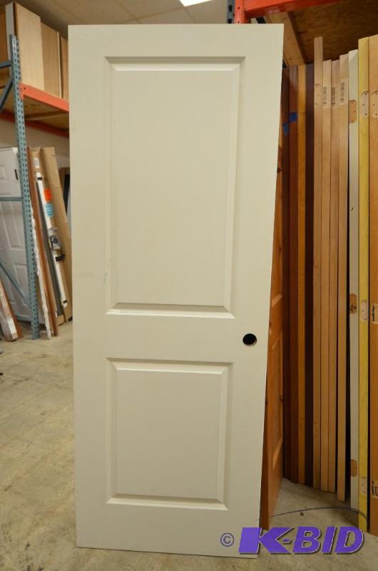 30&quot White 2-panel slab door Lock-set rea...