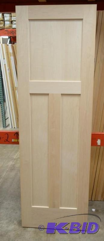 26&quot Unfinished 3-panel Maple slab door N...