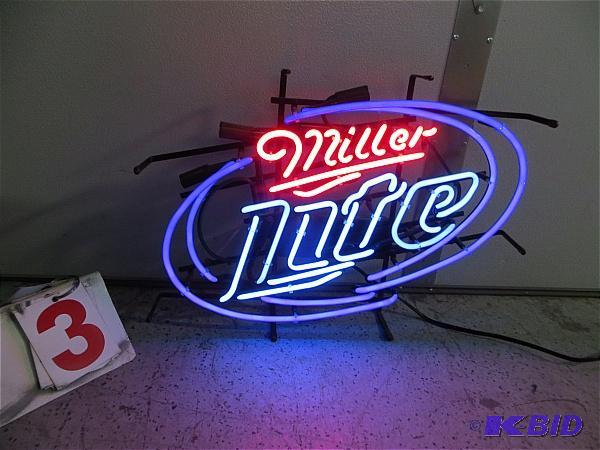 lot 3 image: Miller Lite Neon Sign
