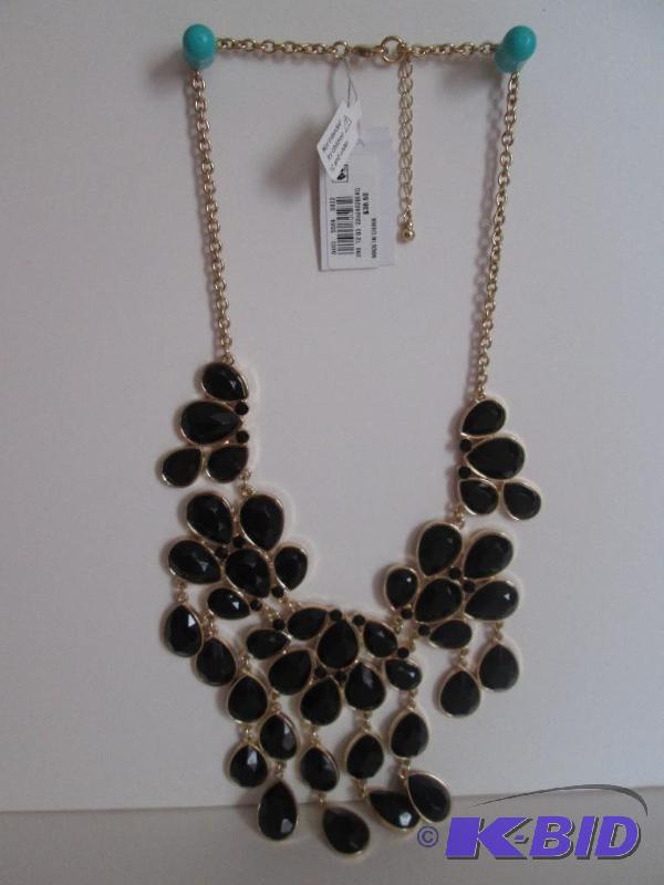lot 27 image: Macys black and gold necklace retail price$3...