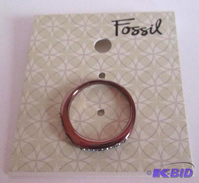 lot 30 image: Fossil brand blue and dimond rinestons ring, ...
