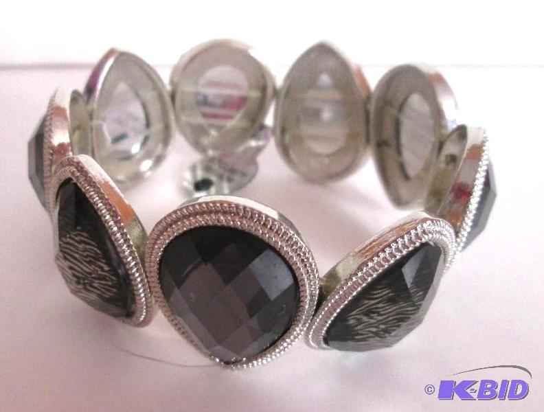 lot 35 image: black and zebra print metal beaded braclet...