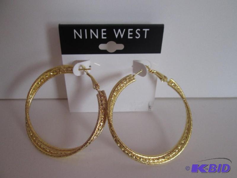 lot 39 image: Nine West Gold hoop earrings...