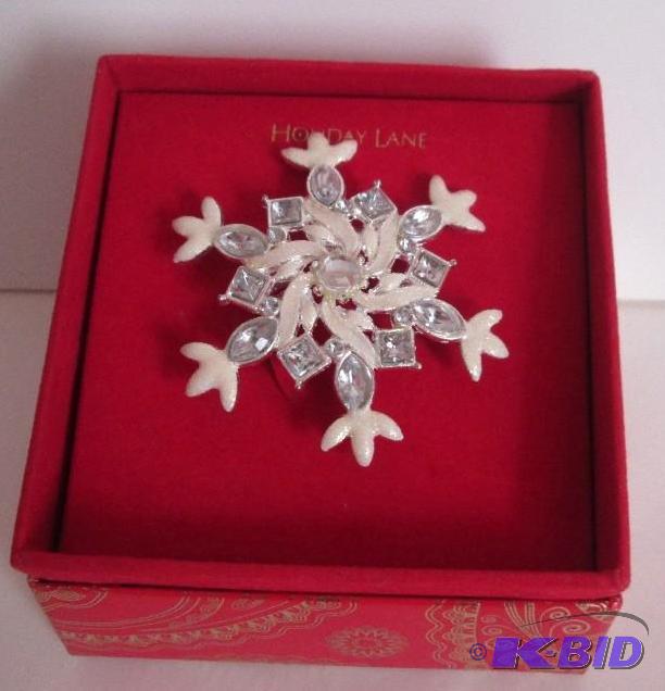 lot 4 image: Macys holiday lane- sparkley snowflake pin re...
