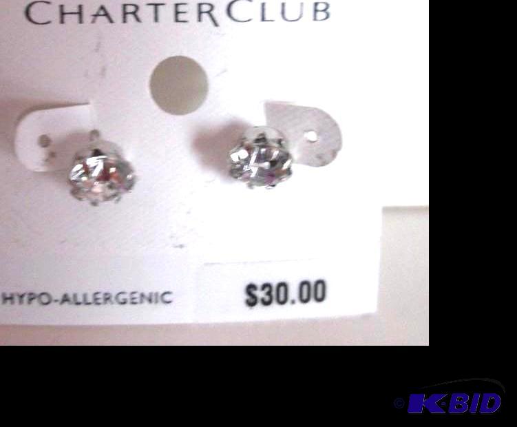 lot 41 image: Charter Club Hypo-allergentic diamond earring...