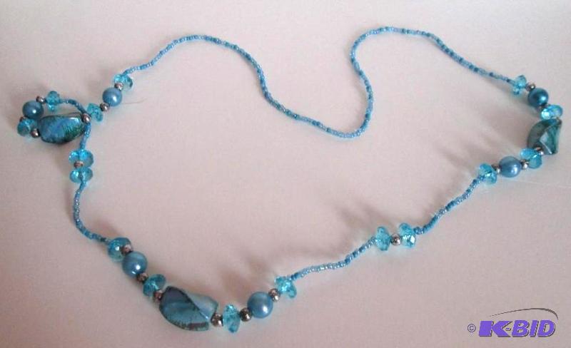 lot 48 image: blue beaded necklace...