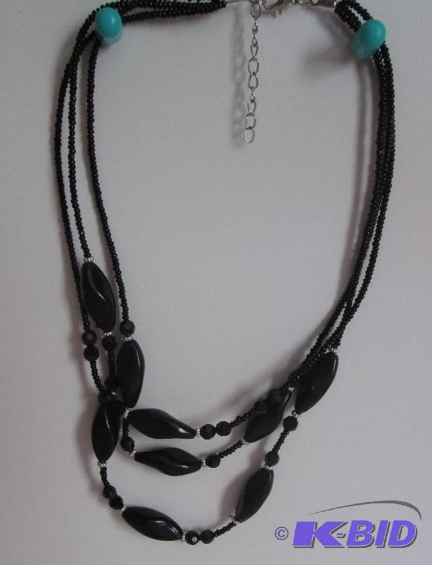 lot 53 image: Black beaded necklace...