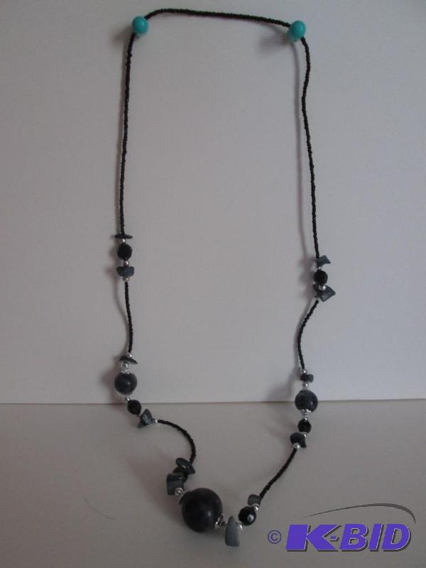 lot 57 image: Black and Blue beaded necklace...