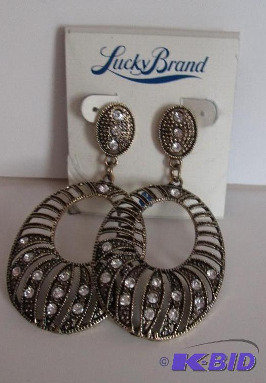 lot 89 image: Lucky Brand copper and rinestone earrings...
