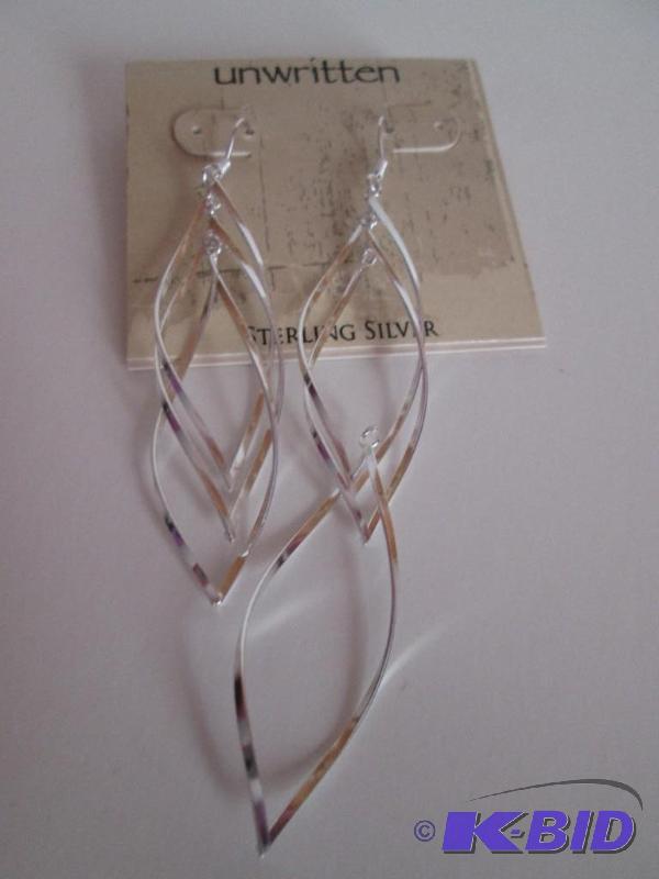 lot 92 image: unwritten sterling sliver hoop twist earrings...