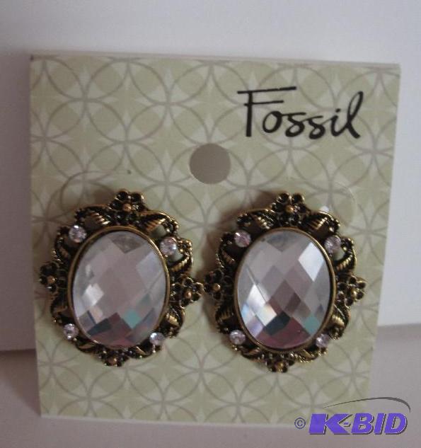 lot 98 image: Fossil copper outline gem earrings retail pri...