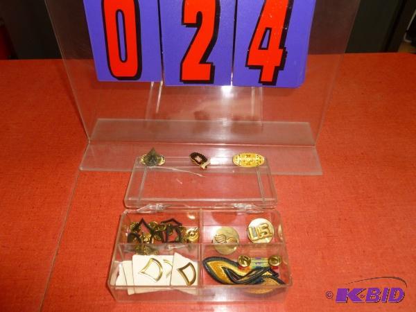Military rank and misc ribbon insignia pins. ...