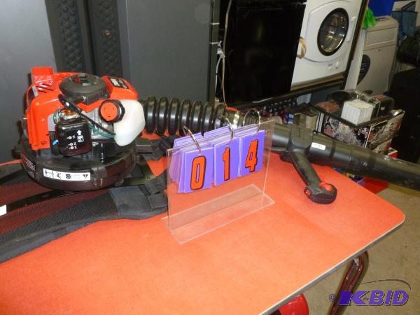 lot 14 image: Troy Built back pack leaf blower. Gas powered...