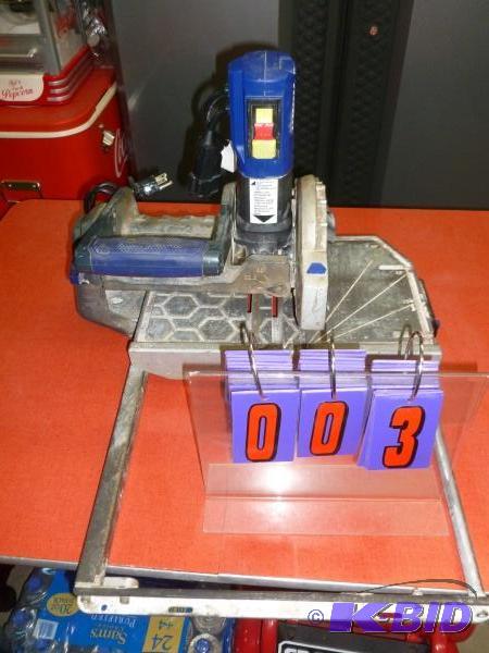 lot 3 image: Kobalt 7.25 tile saw. Sliding bed. Used condi...