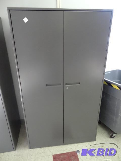 lot 1 image: 2 Door Metal Cabinet. 3 Shelves, 36 X 18 X 63...