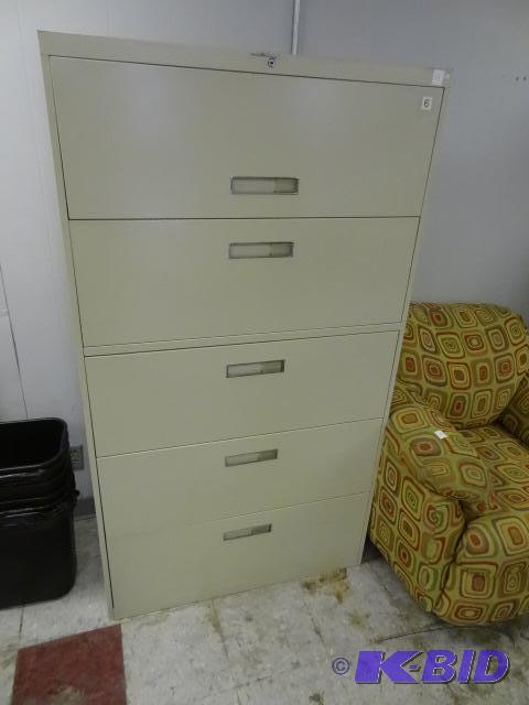 lot 119 image: 36" Metal 5 Drawer Lateral FIle...