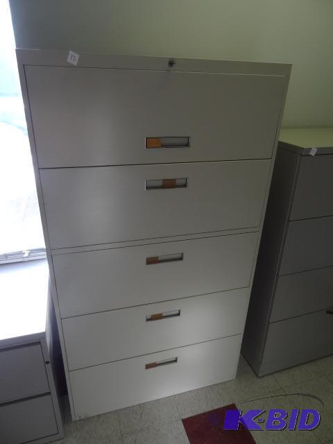 lot 12 image: 36" Metal 5 Drawer Lateral File...